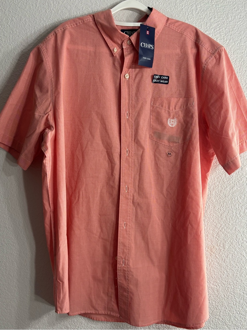 Chaps Men’s Orange Short-Sleeve Button-Down Casual Shirt XL NWT